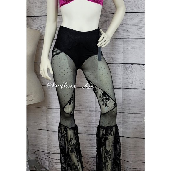 [NEW] Widow/Dolls Kill Mesh & Lace Bell Bottoms - Picture 7 of 16